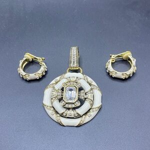 Heidi Daus Gold and Cream Earrings Set